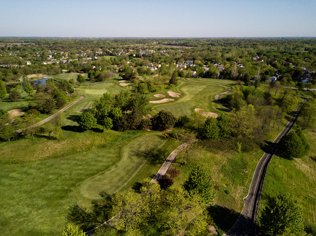 golf course aerial drone view